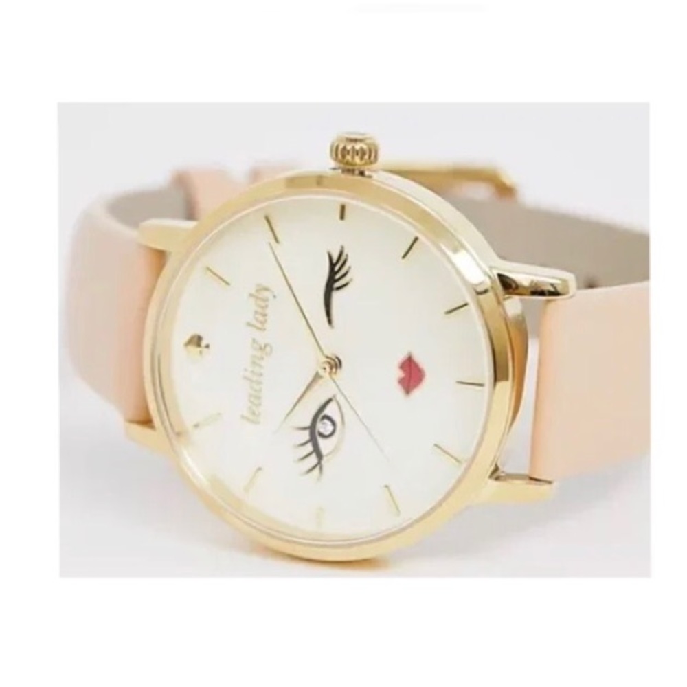 ♠️ KATE SPADE LEADING LADY WATCH BLUSH LEATHER BAND GOLD TONED HARDWARE NWT